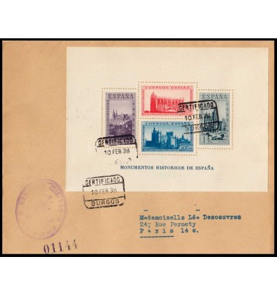 1938. Monumentos Históricos de España. Sobre Burgos. SPD. Edifil 847