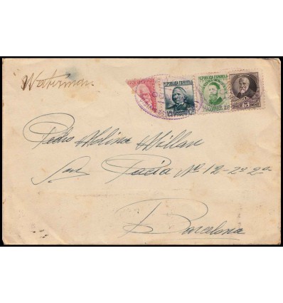 1937. Sobre 137 Brigada mixta, 2ª división. Quinto (Zaragoza). Ejército del Este. Bisectado. Censura. Edifil 655, 656, 683, 686