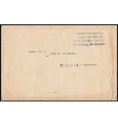 1937 ca. Guerra Civil. Junta Central Carlista Guerra Navarra. Enlace carlsita. Franquicia