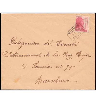 1938 ca. Alegoría. Sobre Risco (Badajoz) a Barcelona. Después de la salida. Edifil 752