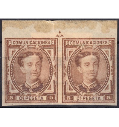 1876. Alfonso XII. Pareja sin dentar. Edifil 174s *