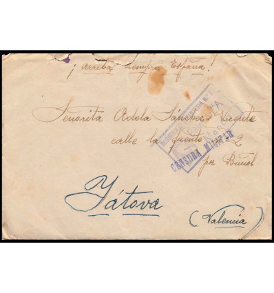 1939. Guerra Civil. Sobre Bilbao (Vizcaya). Regimiento infanteria 54, batallón A, Mando. Franquicia. Censura