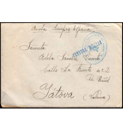 1939. Guerra Civil. Sobre Bilbao (Vizcaya). Regimiento infanteria 54, batallón A, Mando. Franquicia. Censura