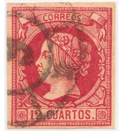 1860-1861. Isabel II. Rueda de carreta. Málaga. Edifil 53 º
