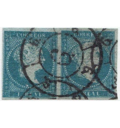 1855. Isabel II. Málaga. Rueda de carreta. Edifil 41 º