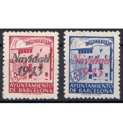1943. Ayuntamiento Barcelona. Edifil SH 53-54 (*)