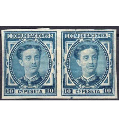 1876. Alfonso XII. Pareja sin dentar. Edifil 175s *