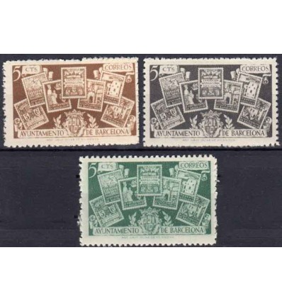 1945. Ayuntamiento Barcelona. Edifil 69-71 **