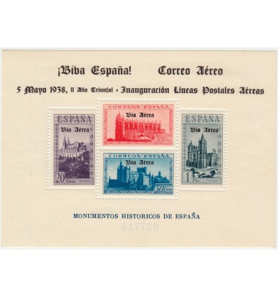 1938. Burgos. Local Patriótico. Correo aéreo. Edifil 96 *