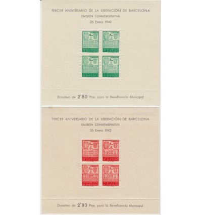 1942. Ayuntamiento Barcelona. Edifil 38-39 **
