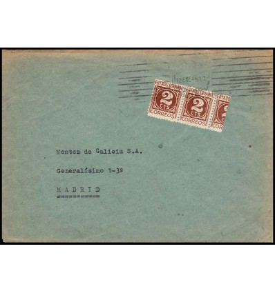 1945. Cifras. Sobre Madrid. Bisectado. Edifil 918