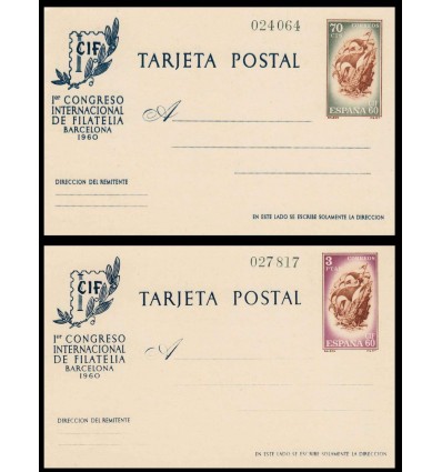 1960. Entero postal. Congreso Filatelia. Edifil 88-89