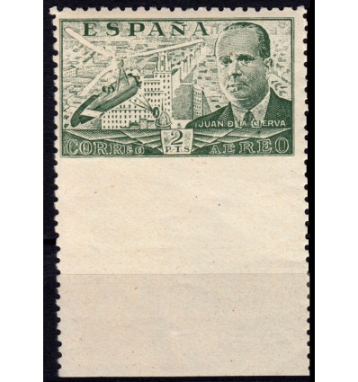 1940. Juan de la Cierva. Variedad de sin perforación sin dentar margen inferior. Edifil 945smz