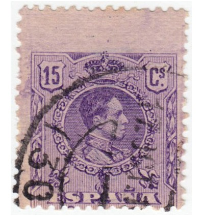 1909. Alfonso XIII. Medallón. Variedad perforación. Málaga. Edifil 270