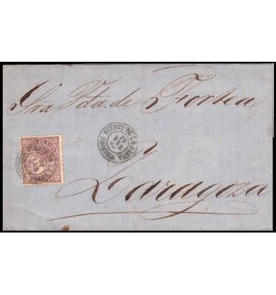 1869. Isabel II. Carta Puente de la Reina (Navarra). Edifil 98