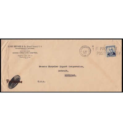 1933. Personaje. Sobre Puerto de la Luz (Canarias). Paquebot Southampton. Edifil 670