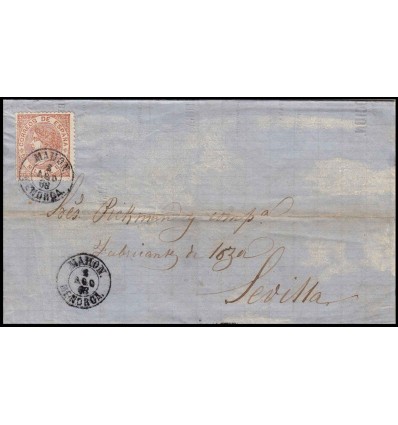 1868. Isabel II. Carta Mahón (Menorca, Baleares). Edifil 96