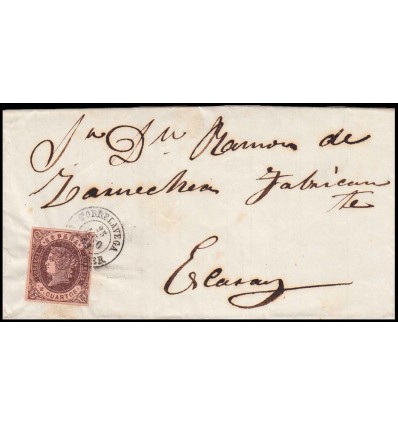 1863. Isabel II. Envuelta Torrelavega (Santander, Cantabria). Edifil 58