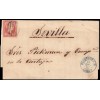 1857. Isabel II. Carta Puerto de Santa María (Cádiz). Parrilla negra. Edifil 48