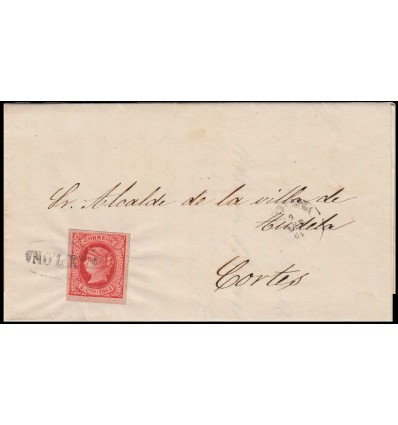 1864. Isabel II. Carta Pamplona (Navarra). Matasello prefilatélico. Edifil 64