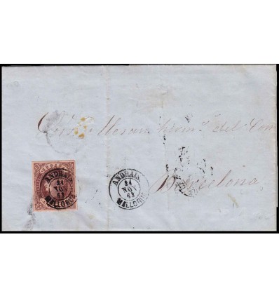 1863. Isabel II. Carta Andrais Andraix (Mallorca, Baleares). Edifil 58