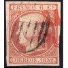 1852. Isabel II. Matasello prefilatélico de Puebla de Caramiñal (Galicia) y de tinta. Edifil 12.