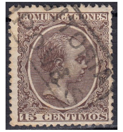 1889 ca. Alfonso XIII. Cartería Poves (Vitoria, Alava). Edifil 219