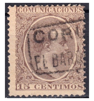 1889 ca. Alfonso XIII. Cartería El Barqueiro (Coruña). Edifil 219