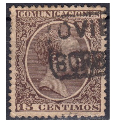 1889 ca. Alfonso XIII. Cartería Borbolla (Oviedo, Asturias). Edifil 219