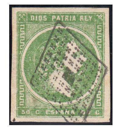 1875. Carlos VII. Matasello rombo de puntos. Edifil 160