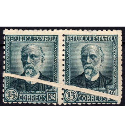 1931. Nicolás Salmerón Alonso. Variedad de empalme horizontal. Edifil 657 (no catalogada)