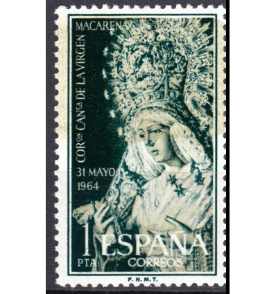 1964. Coronación Virgen de la Macarena. Variedad banda color diluido. Edifil 1598