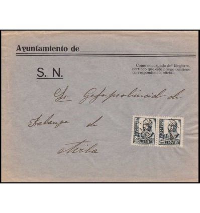 1937. Cartería manuscrita. Bonilla de la Sierra (Avila). Edifil 820