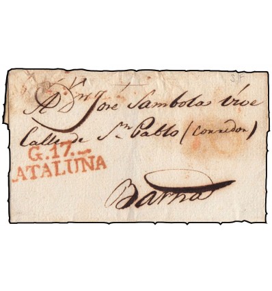 1830 ca. Prefilatelia. Envuelta Gerona