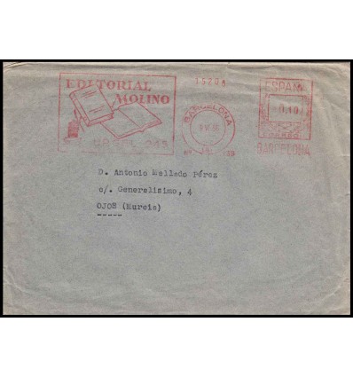 1956. Franqueo mecánico Barcelona. Editorial Molino