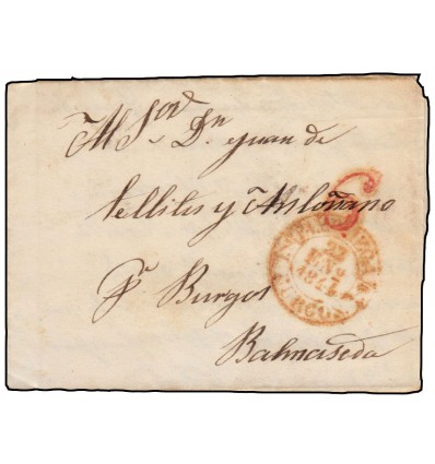 1844. Prefilatelia. Carta Pampliega (Burgos). Baeza. Porteo