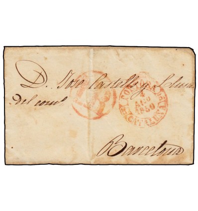 1850. Prefilatelia. Envuelta Tortosa (Tarragona). Baeza. Porteo