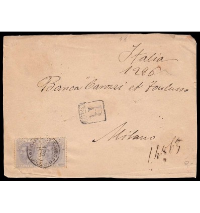 1882 ca. Alfonso XII. Frontal certificado Barcelona. Cinco portes. Edifil 212