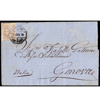 1879. Ambulante Barcelona Port Bou. Edifil 204