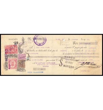 1937. Letra de cambio. Especial móvil y beneficencia Orense. Dacon (Orense)