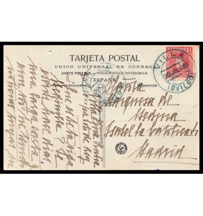 1988. Alfonso XIII. Cadete. Villa Peña Rubia (Asturias). Fechador puente en azul. Edifil 243