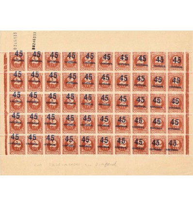 1938. Cifras. Variedad desplazamiento sobrecarga. Edifil 744hdx