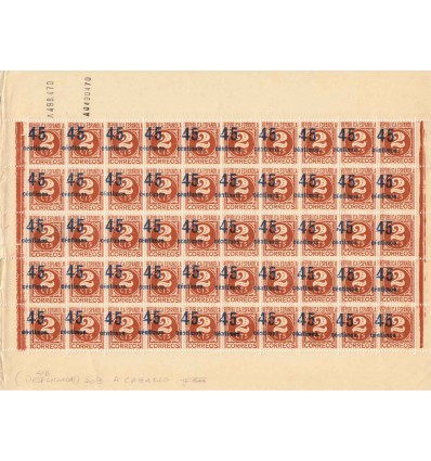 1938. Cifras. Variedad sobrecarga a caballo. Edifil 744hix