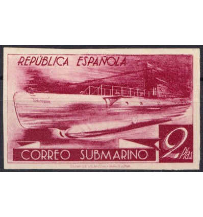 1938. Correo submarino. Variedad color sin dentar. Edifil 776ccas
