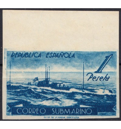 1938. Correo submarino. Variedad color sin dentar. Edifil 775ccgs