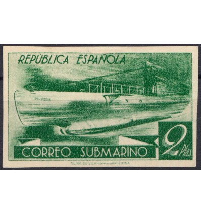 1938. Correo submarino. Variedad color sin dentar. Edifil 775ccgs