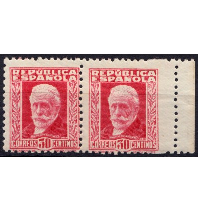 1932. Pablo Iglesias. Variedad perforación, salta peine. Edifil 669dw
