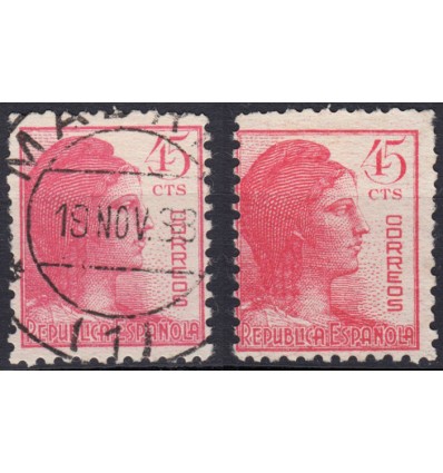 1938. Matrona. Variedad impresión, calcado dorso. Madrid. Edifil 752er