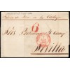 1843. Carta Puerto de Santa María (Cádiz) a Sevilla. Baeza rojo. Porteo 6