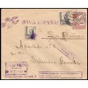 1938. Sobre de Vigo (Pontevedra) a La Bañeza. Matasello de fortuna en forma de estrella (aspa). Edifil 819